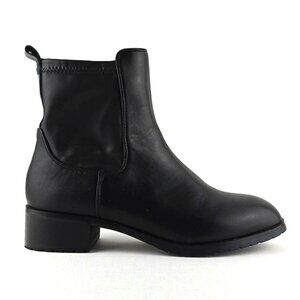 Le Chateau Women's Black Faux Leather Ankle Boots Block Heel Side Zip Size 38